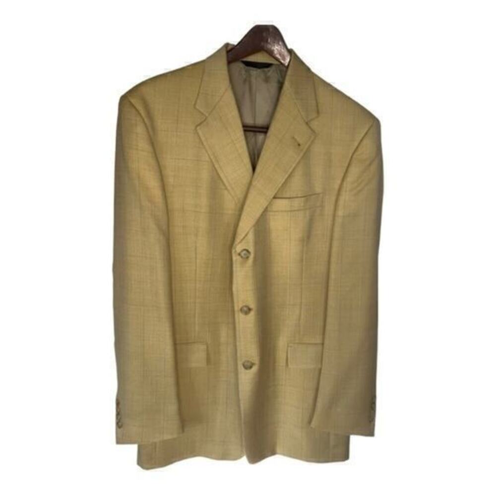 Burberry Tan Pure New Wool Single Breasted Men’s Sport Coat Blazer Jacket Sz 42L
